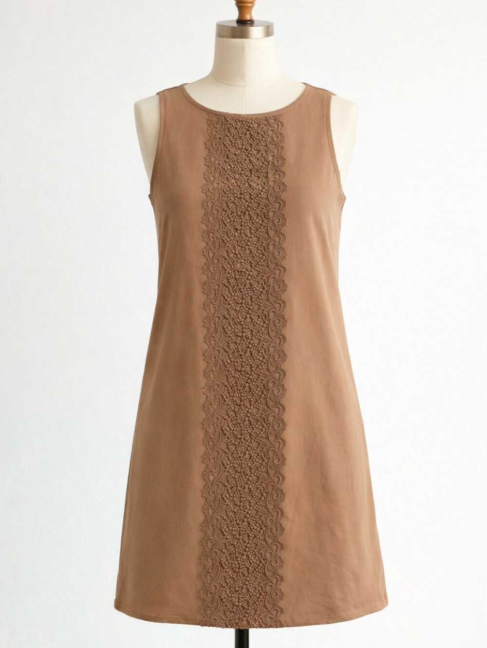 J.CREW Garden Lace Shift Dress Crochet Brown Tan Sleeveless Cotton A-line SMALL